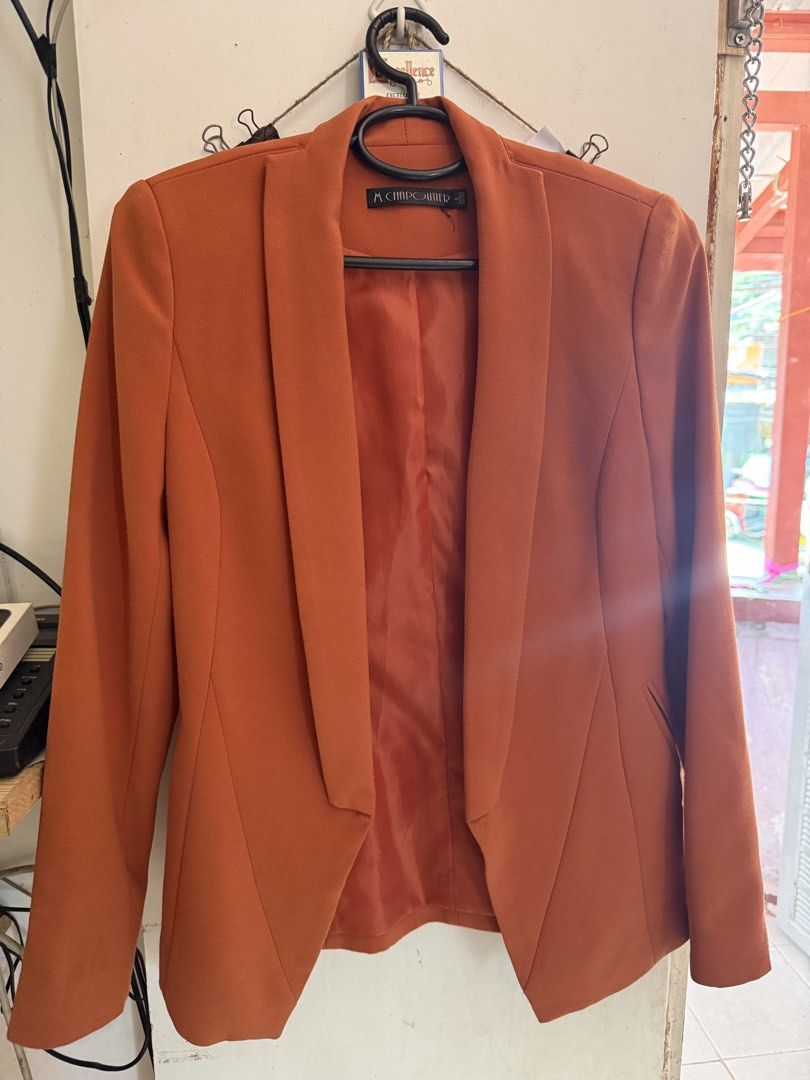 Rust orange blazer (Category: Coats, Jackets and Outerwear) located in Quezon City. Submitted by sunnyseven7 (Listing ID 1461361415, Image 1). Description: Fits Xs-S.