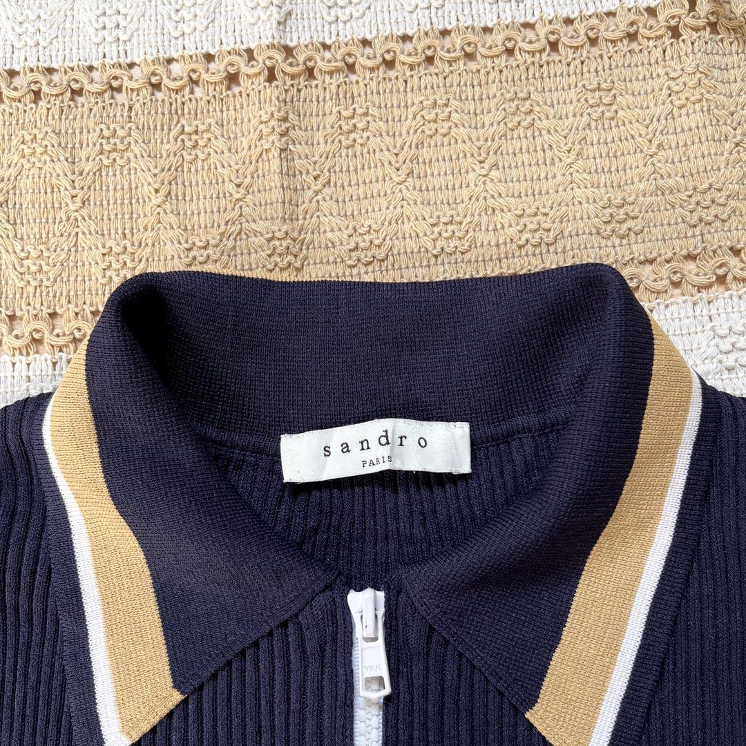 SANDRO PARIS KNIT POLO QUARTER ZIP (Category: Shirts) located in Cabadbaran. Submitted by reylandx (Listing ID 1461437328, Image 2). Description: Color rate: 9.8/10 No issue Likenew condition ₱750 freeship.