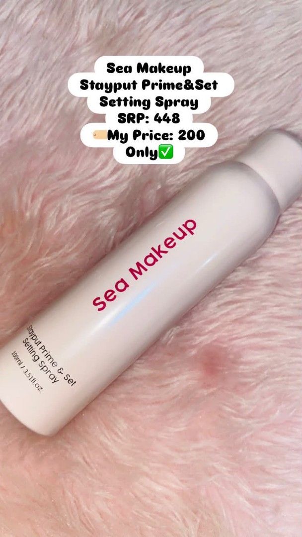 Sea Makeup Stayput Prime & Set Setting Spray (Category: Makeup) located in Rizal. Submitted by khimmy_02 (Listing ID 1461418056, Image 1). Description: - Sea Makeup Stayput Prime & Set Setting Spray - Original Price: 448 - Selling Price: 200 - Limited stock, grab it now!.