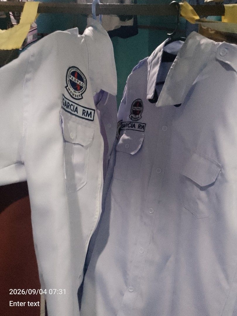 Security guard uniform typeA (Category: Tshirts & Polo Shirts ) located in Manila. Submitted by chollo24 (Listing ID 1461326619, Image 1). Description: -Security type A uniform with padpao and SOSIA - "GARCIA RM" embroidered on chest - Size: XL - Button-up front - Two chest pockets - security guard uniform .