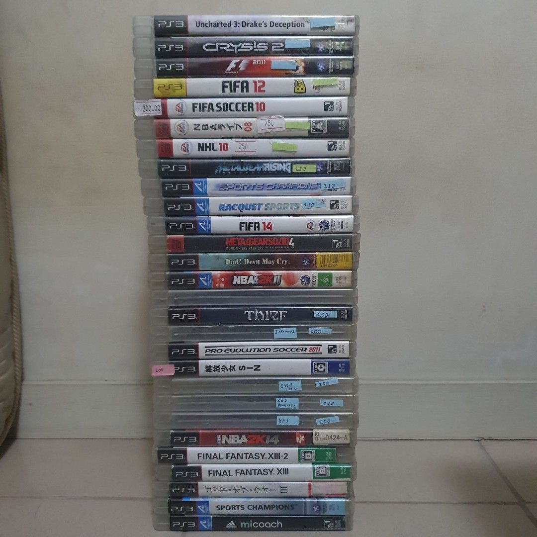 Selling 50+ Sony PS3 Videogames 1/4 Set (Category: PlayStation) located in Quezon City. Submitted by itemsforadoption (Listing ID 1461431223, Image 2). Description: Item: Selling 50+ Sony PS3 Videogames 1/4 Set Pricelist: 200 - Adidas Mi Coach 200 - Sports Champions (no manual) 200 - God Of War (Jpn) (no manual) 200 - Final Fantasy XIII (Jpn) (no manual) 200 - Final Fantasy XIII-2 (Jpn) (no manual) 200 - NBA2k14 (Jpn) (plays in english and no man