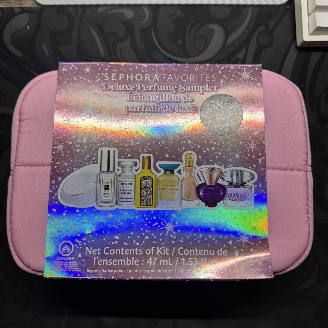 Sephora Favorites Deluxe Perfume Sampler Kit (Category: Fragrance & Deodorants) located in Manila. Submitted by ainanicole82544 (Listing ID 1461546204, Image 1). Description: - Sephora Favorites Deluxe Perfume Sampler Kit - Includes 6 mini perfumes - Perfect for discovering new fragrances - Net contents: 47ml / 1.53 fl oz.