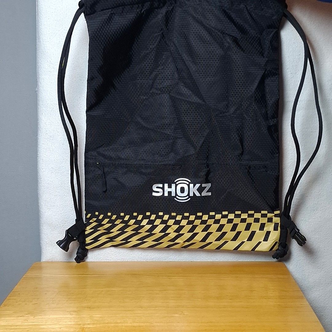 Shokz Drawstring Backpack (Category: Backpacks) located in Baguio. Submitted by kathuu27 (Listing ID 1461508809, Image 1). Description: Shokz Drawstring Backpack 37 x 48cm Likenew condition Baguio City Based (open for dropping/meet-up) Outside Baguio - Payment First Shipping +SF Courier: Jnt.
