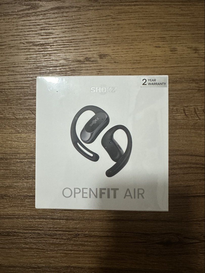 Shokz OpenFit Air Bluetooth Earbuds (Category: Earphones) located in Mandaluyong City. Submitted by miaaaa32 (Listing ID 1461338771, Image 1). Description: Shokz OpenFit Air earbuds. Open-ear design for comfort. Long battery life and quick charge. Brand new, still sealed in plastic. SRP: 7,490 Comes in black. Includes 2-year warranty..