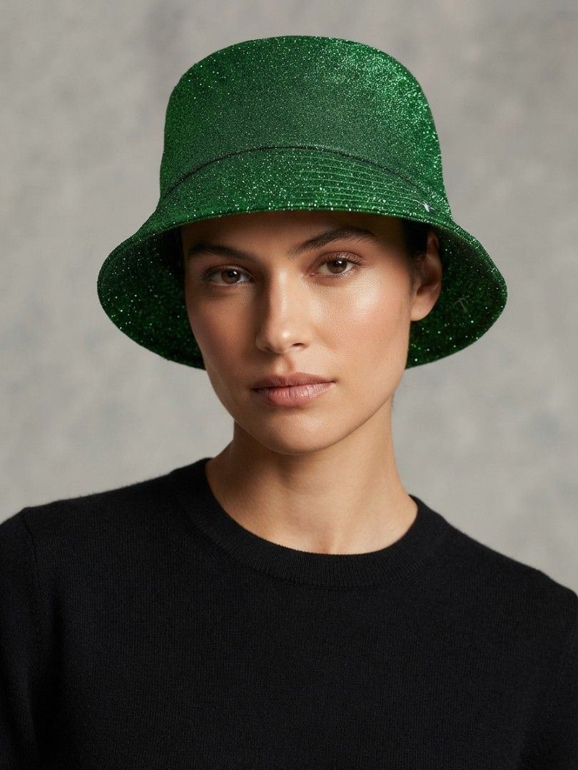 Sparkly Green Glitter Bucket Hat (Category: Caps & Hats) located in Binangonan. Submitted by yuristalin888 (Listing ID 1461377634, Image 1). Description: Make a bold statement with this vibrant, all-over green glitter bucket hat. Designed with a classic wide-brim silhouette and a comfortable black interior lining, this eye-catching accessory is perfect for parties, festivals, St. Patrick's Day celebrations, or adding a fun touch of sparkle to any