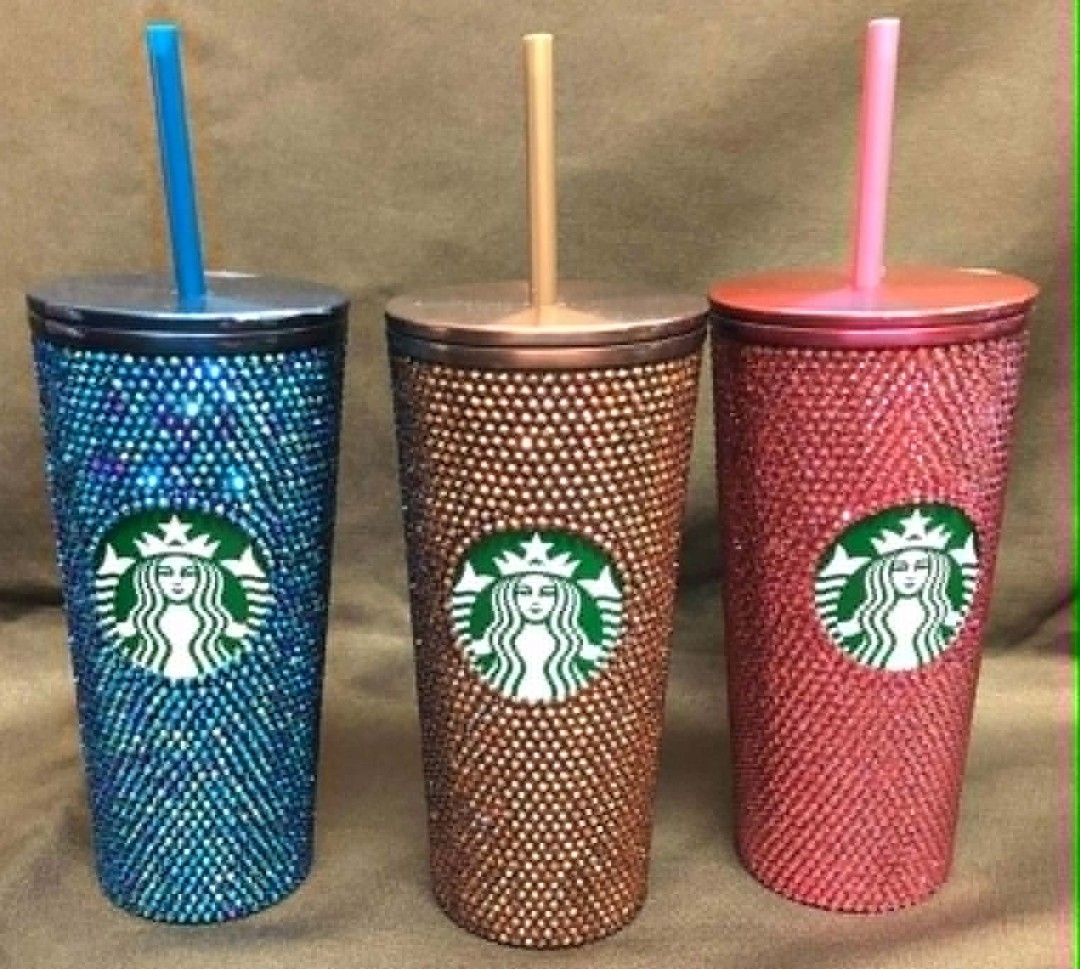 Starbucks collection (Category: Other Food & Drinks) located in Ibaan. Submitted by ljnaig14 (Listing ID 1461353016, Image 1). Description: 3500 each Starbucks Limited Edition 25th Anniversary Rhinestone Cold Cups. Originally released as exclusive commemorative items in international markets like Starbucks Thailand, this premium "Bling" collection features double-walled stainless steel construction completely bedazzled with hundreds of hand-set, 
