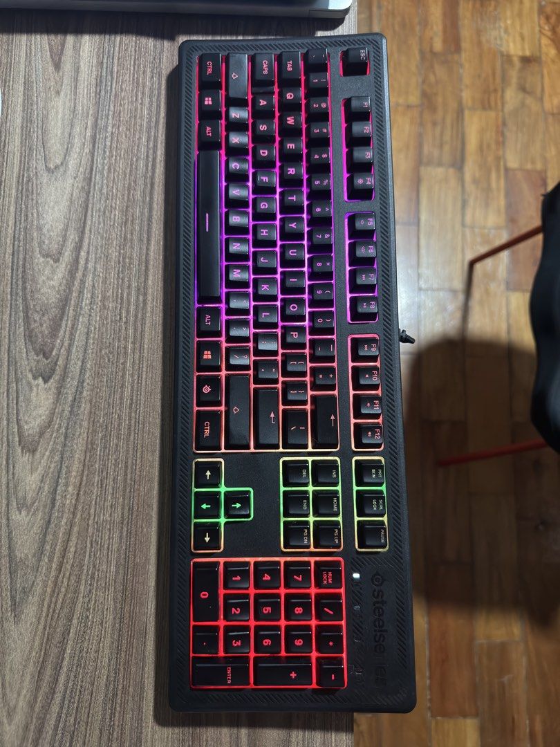 Steelseries Apex 150 RGB Gaming Keyboard (Category: Computer Keyboard) located in Quezon City. Submitted by kevintejano (Listing ID 1461503902, Image 1). Description: Steelseries Apex 150 RGB Gaming Keyboard Condition: Barely Used (All keys working) SteelSeries Quick Tension switches 5-zone RGB Slight yellowing on white color Purchased from Data Blitz No Box ₱1.35k Meet-ups at Robinsons Magnolia/Gilmore Area/Greenhills Cash/Bank Transfer/Gcash De