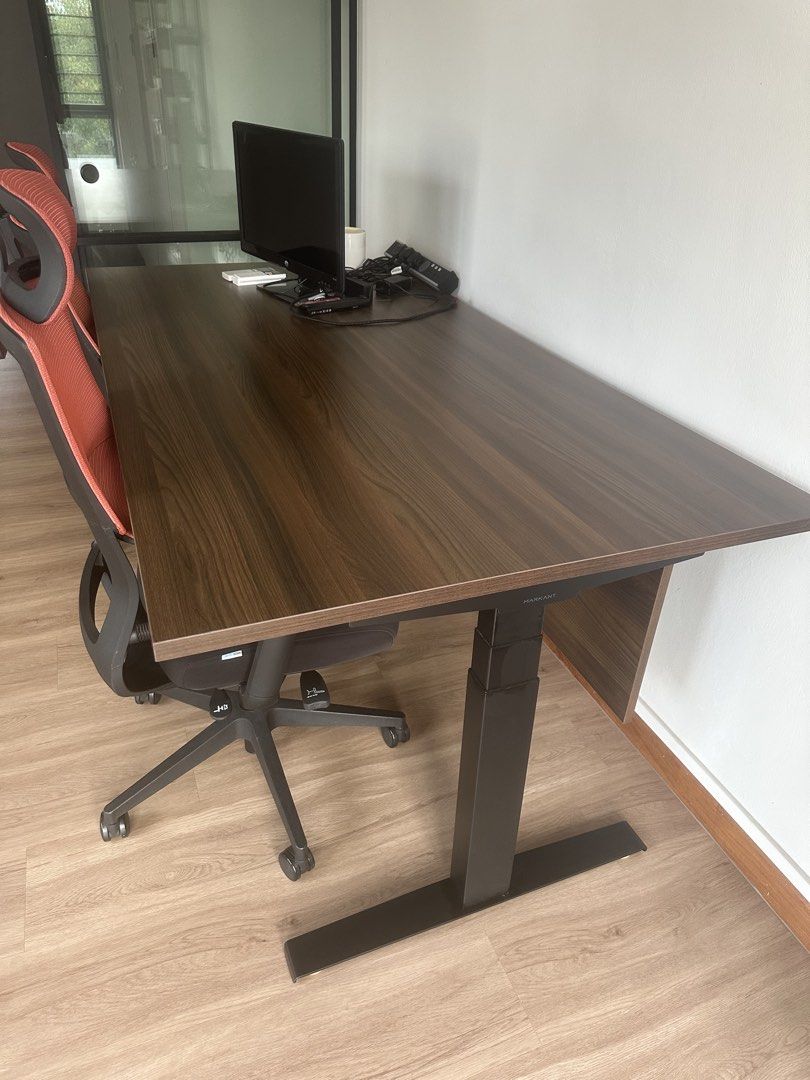 Study table (Category: Tables & Sets) located in Singapore. Submitted by hellofuzzyforever (Listing ID 1461436294, Image 2). Description: length 190cm Depth 100cm Comes with 2 study chairs .