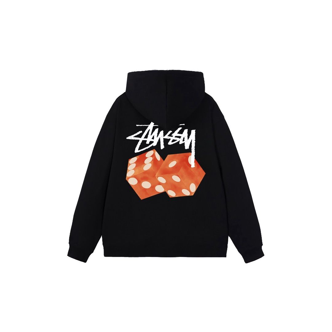 STUSSY Hoodie 斯圖西骰子字母印花連帽衞衣 男女同款 （分類：衛衣）位於 Hong Kong。 由 og.studio 提交（商品編號 1461539572，圖片 1）。簡介： 顏色：黑色 白色 杏色 藏青色 連帽尺碼：S-XL。
