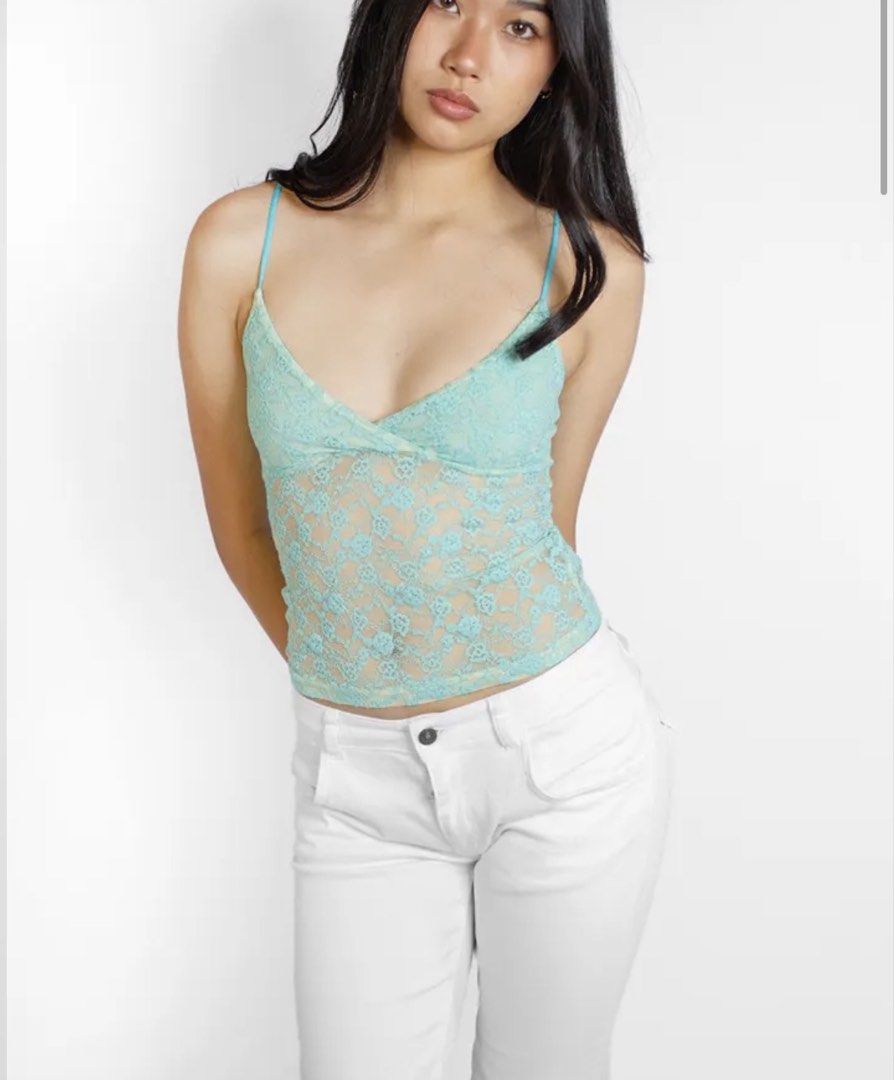 Subdued Teal Sheer Lace Cami Top (Category: Sleeveless) located in Meycauayan. Submitted by jajanotchacha (Listing ID 1461482741, Image 1). Description: LOWERED! SUBDUED TOP 🇹🇭✨ Bought from Thailand 🇹🇭 💚 Teal Top — only used once ₱800 RFS: Decluttering 🫶🏻 PM if interested! 💌.