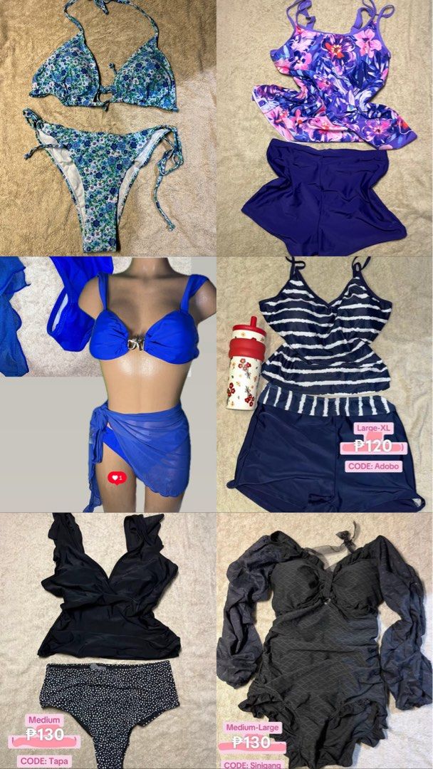 Swimwear for sale (Category: Bikinis & Swimsuits) located in Echague. Submitted by cleio0o_ (Listing ID 1461361671, Image 3). Description: Price: ₱2500 + Sf 42pcs, ₱59 each All brandnew Brand: Shein Sizes: Xs-XL No COD, Payment first Payment: Gcash & Maribank Location: Echague, Isabela Delivery: Jnt.
