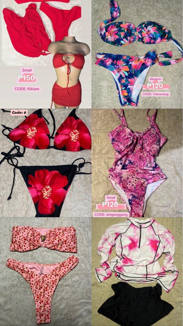 Swimwear for sale (Category: Bikinis & Swimsuits) located in Echague. Submitted by cleio0o_ (Listing ID 1461361671, Image 2). Description: Price: ₱2500 + Sf 42pcs, ₱59 each All brandnew Brand: Shein Sizes: Xs-XL No COD, Payment first Payment: Gcash & Maribank Location: Echague, Isabela Delivery: Jnt.
