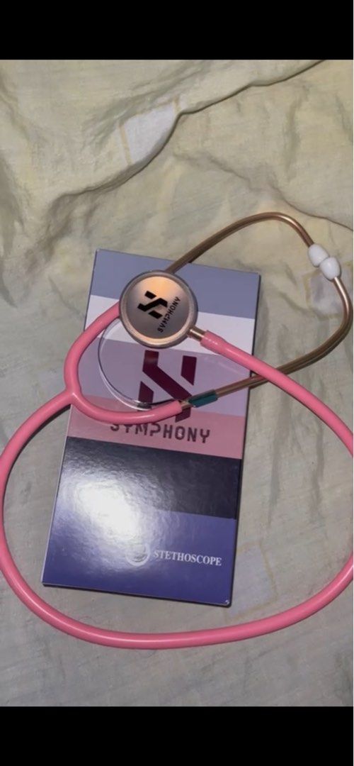 Symphony Stethoscope Cherry Blossom (Classic I) (Category: Medical Supplies & Tools) located in Cavite. Submitted by brienne_0531 (Listing ID 1461534531, Image 1). Description: - Symphony stethoscope in stylish rose gold and pink. - Ideal for medical students and nurses. - Used at once for practice - Still in good, pre-loved condition..