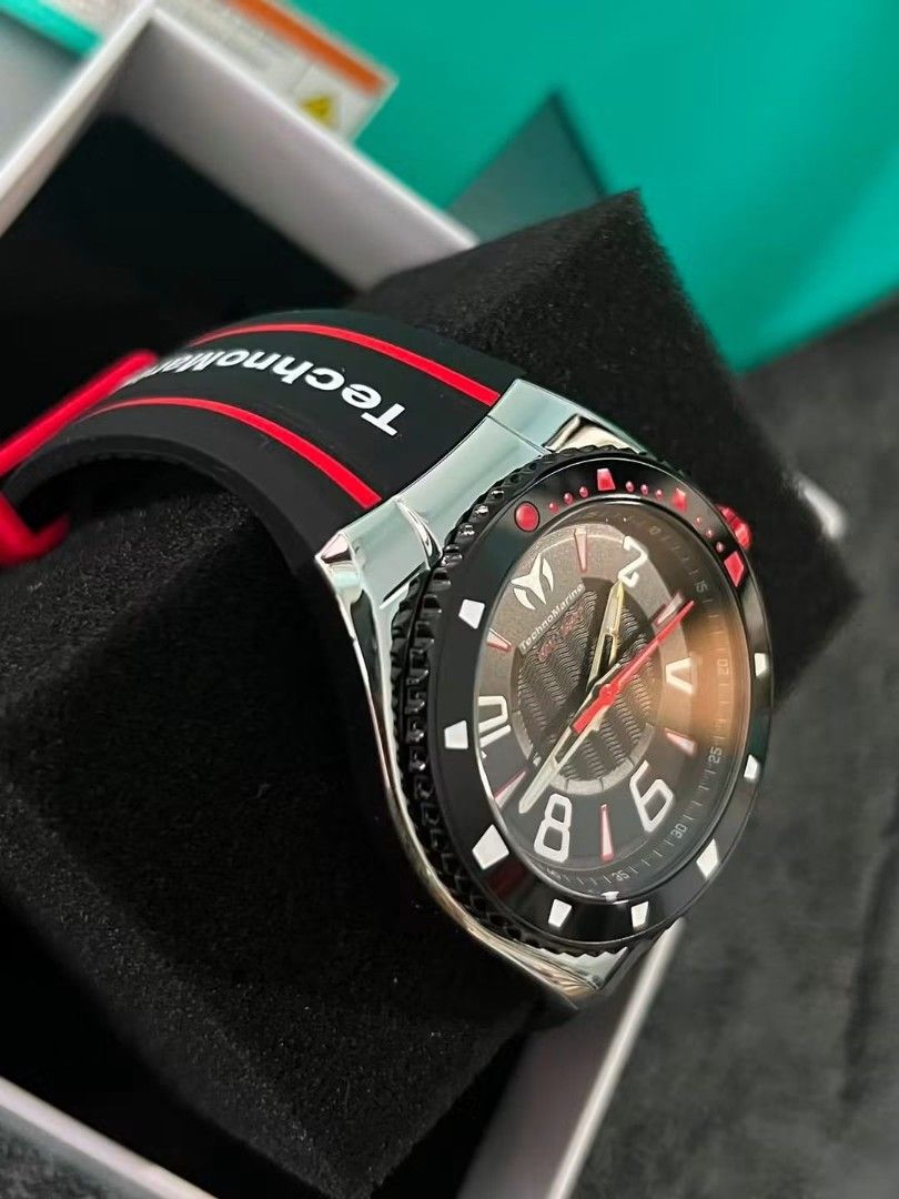 TechnoMarine TM-525014 Racing Legends ( 44mm diameter ) (Category: Women's Watches) located in Las Pinas. Submitted by luxlahvu2017 (Listing ID 1461447836, Image 3). Description: - Cool TechnoMarine watch - Black dial with striking red accents - Durable black silicone strap with red trim and TechnoMarine branding - Comes with original box and tag - Ideal for everyday wear and sports activities.