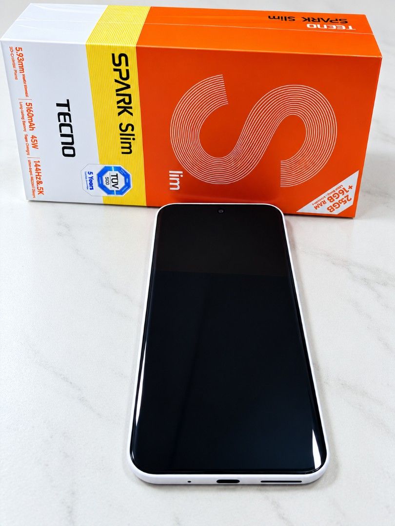 Tecno Spark Slim 256 + 8 gb (Category: Android Others) located in Bulacan. Submitted by adorablejemz (Listing ID 1461453084, Image 1). Description: This is my secondary phone. Unused charger. Box still in plastic. Honest issue: A few hairline scratches on the but barely noticeable. I left it in my hand bag a couple of times without a screen protector. This is so light I promise. Favorite ko siya hawakan at gamitin for social media purposes. The m
