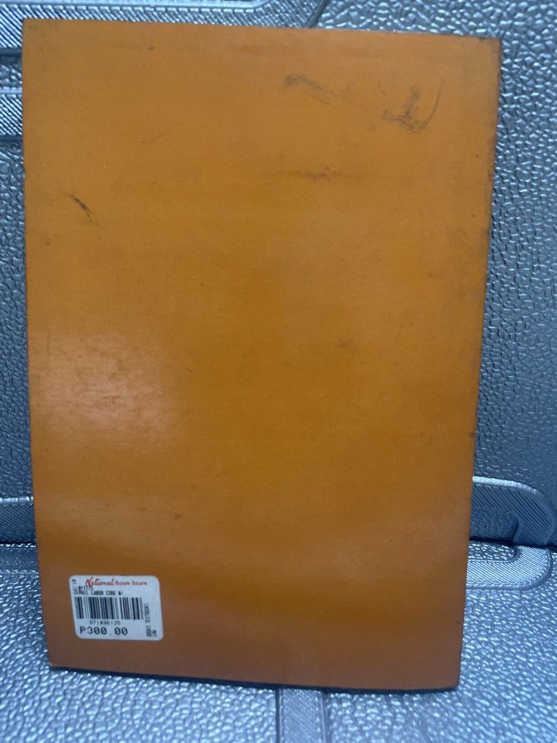 The Philippine Labor Code Book with Amendments (Category: Textbooks) located in San Juan City. Submitted by redrosierose (Listing ID 1461333563, Image 2). Description: - Philippine Labor Code book - Includes Department Order No. 40-03 series of 2003 - Covers amending the implementing rules of Book V - Details overseas industry, hours of work, and hospitals - Labor advisory for Book VI is included - Published by National Book Store - Original pric