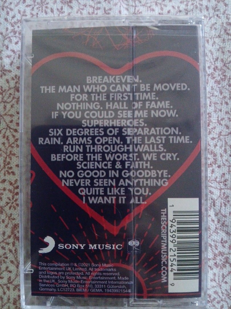 The Script Greatest Hits Cassette Tape (Category: CDs & DVDs) located in Pili. Submitted by marktoraldo (Listing ID 1461560495, Image 1). Description: sealed. 1200Php. fixed price. add sf Gcash mop. ty admin.