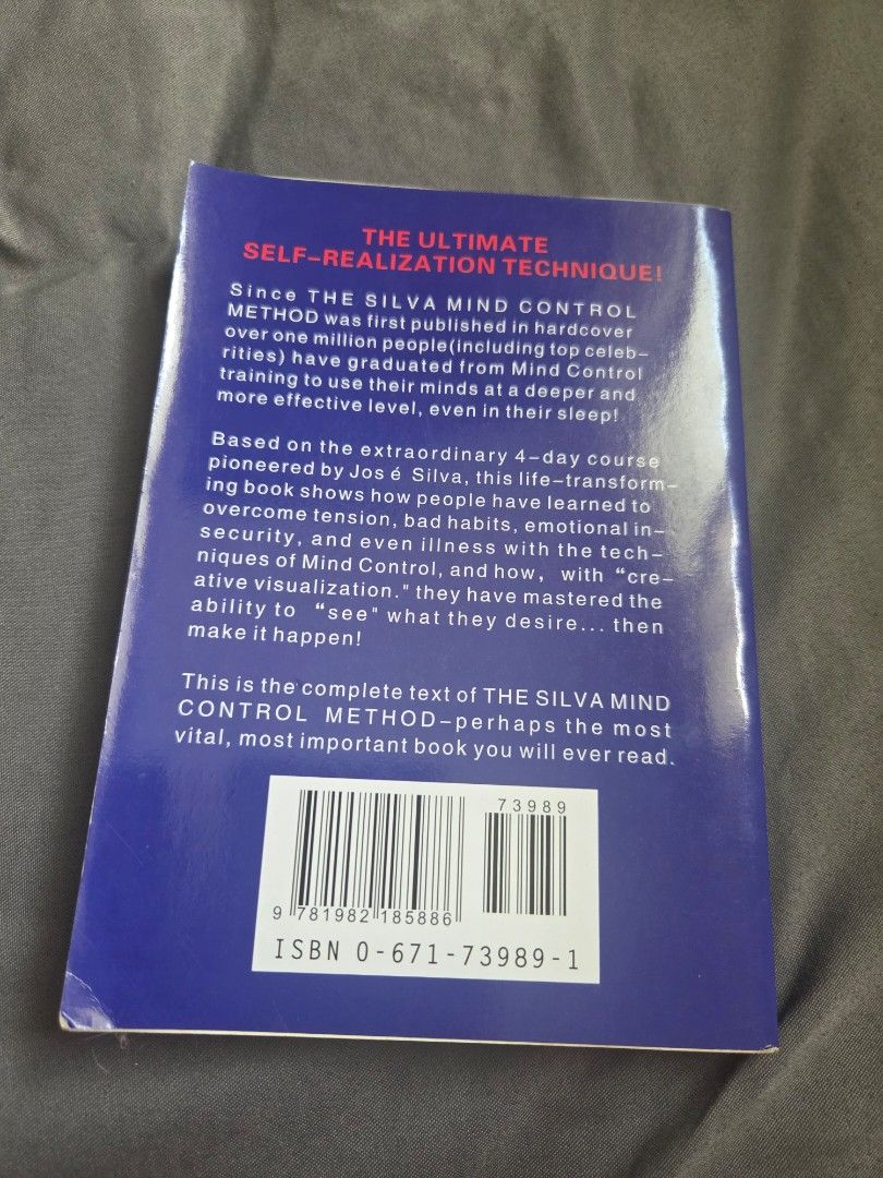 The Silva Mind Control Method by Jose Silva (Category: Storybooks) located in Santa Rosa. Submitted by prelovvdd (Listing ID 1461392418, Image 2). Description: - Learn the revolutionary Silva Mind Control Method. - Complete text of the world-famous mind control course. - Master self-realization techniques. - Overcome tension, bad habits, and emotional insecurity. - Achieve more by mastering your mind..