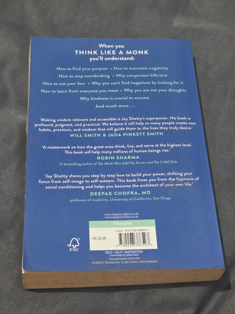 Think Like a Monk by Jay Shetty (Category: Storybooks) located in Santa Rosa. Submitted by prelovvdd (Listing ID 1461486162, Image 2). Description: - 'Think Like a Monk' by Jay Shetty - Offers wisdom and practical advice for peace and purpose - Learn to find your purpose - Overcome negativity and manage your thoughts - Guide to building a better mindset - Ideal for personal growth.