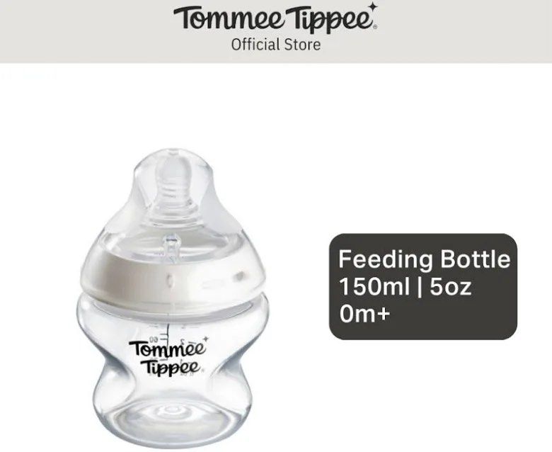 Tommee Tippee Feeding Bottle 150ml / 5oz 0m+ (Category: Breastfeeding & Bottle Feeding) located in Cagayan de Oro. Submitted by xxadl (Listing ID 1461326966, Image 3). Description: - Tommee Tippee Feeding Bottle - Capacity: 150ml (5oz) - Suitable from birth (0m+) - Includes teat and cap - Easy-grip shape for comfortable handling - Clear measurement markings on the side.