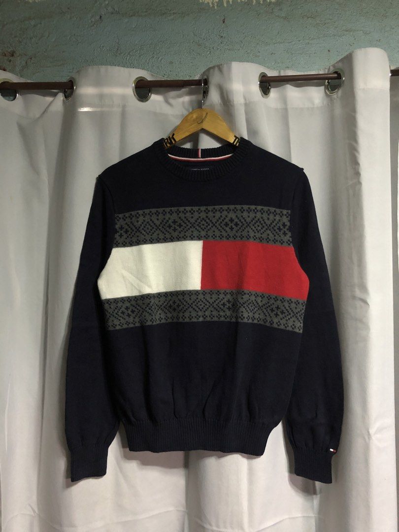 TOMMY HILFIGER SWEATER (Category: Hoodies) located in Manila. Submitted by triptothrift7 (Listing ID 1461500122, Image 2). Description: pm me for fast transaction! T*MMY H1LFIGER FLAG LOGO CREWNECK SWEATER for only 1599 size small on tag width 19 x 25 length no issue excellent condition color rate 9/10 mode of payment gcash or bank transfer location Biñan laguna.