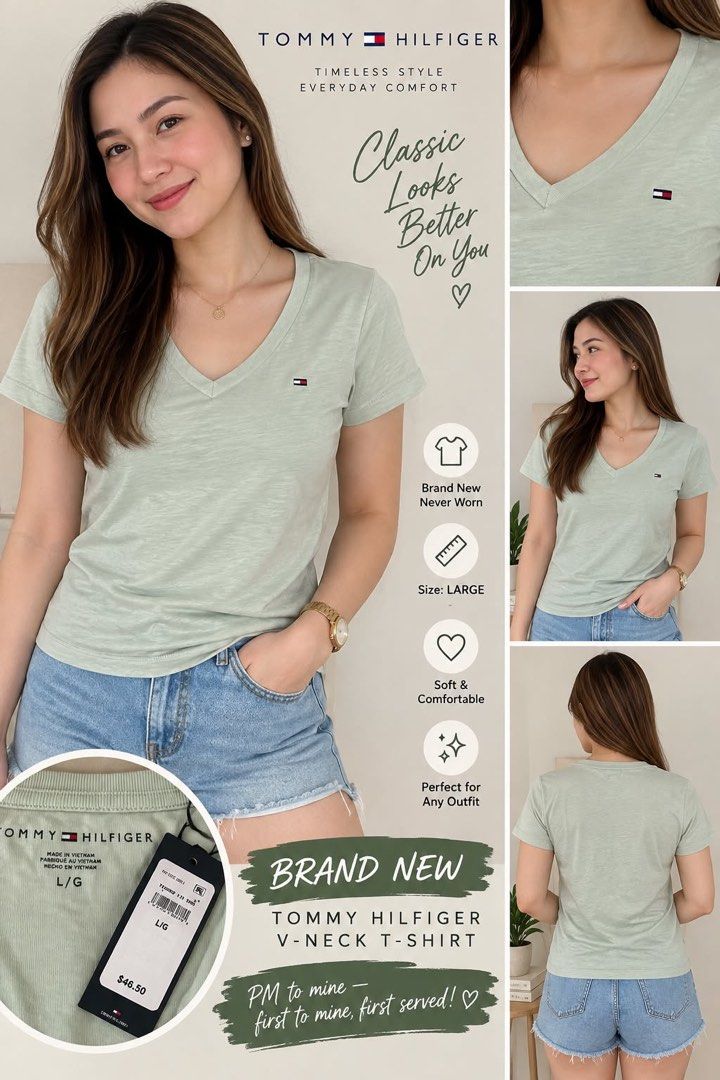 Tommy Hilfiger Vneck Shirt (Category: Shirts) located in Santa Rosa. Submitted by ninaparis (Listing ID 1461404188, Image 1). Description: Original Tommy Hilfiger Vneck Tshirt size Large can fit to Medium size cotton stretch.