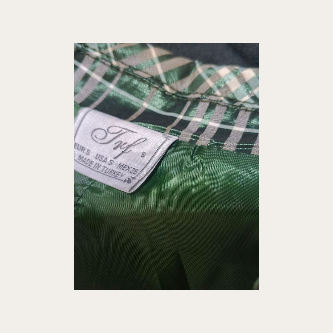 Trf's Green Plaid Satin Coat (Category: Coats, Jackets and Outerwear) located in Manila. Submitted by yayea (Listing ID 1461327779, Image 3). Description: Sub-brand by Zara.