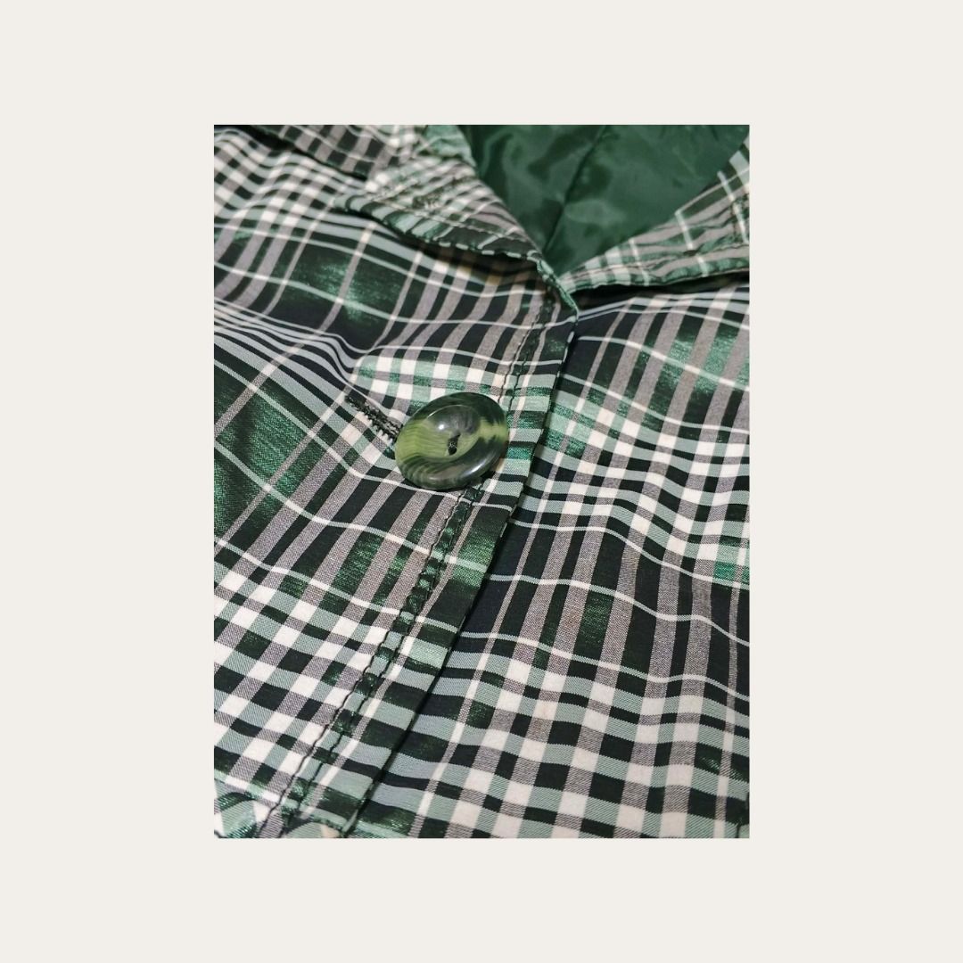 Trf's Green Plaid Satin Coat (Category: Coats, Jackets and Outerwear) located in Manila. Submitted by yayea (Listing ID 1461327779, Image 2). Description: Sub-brand by Zara.