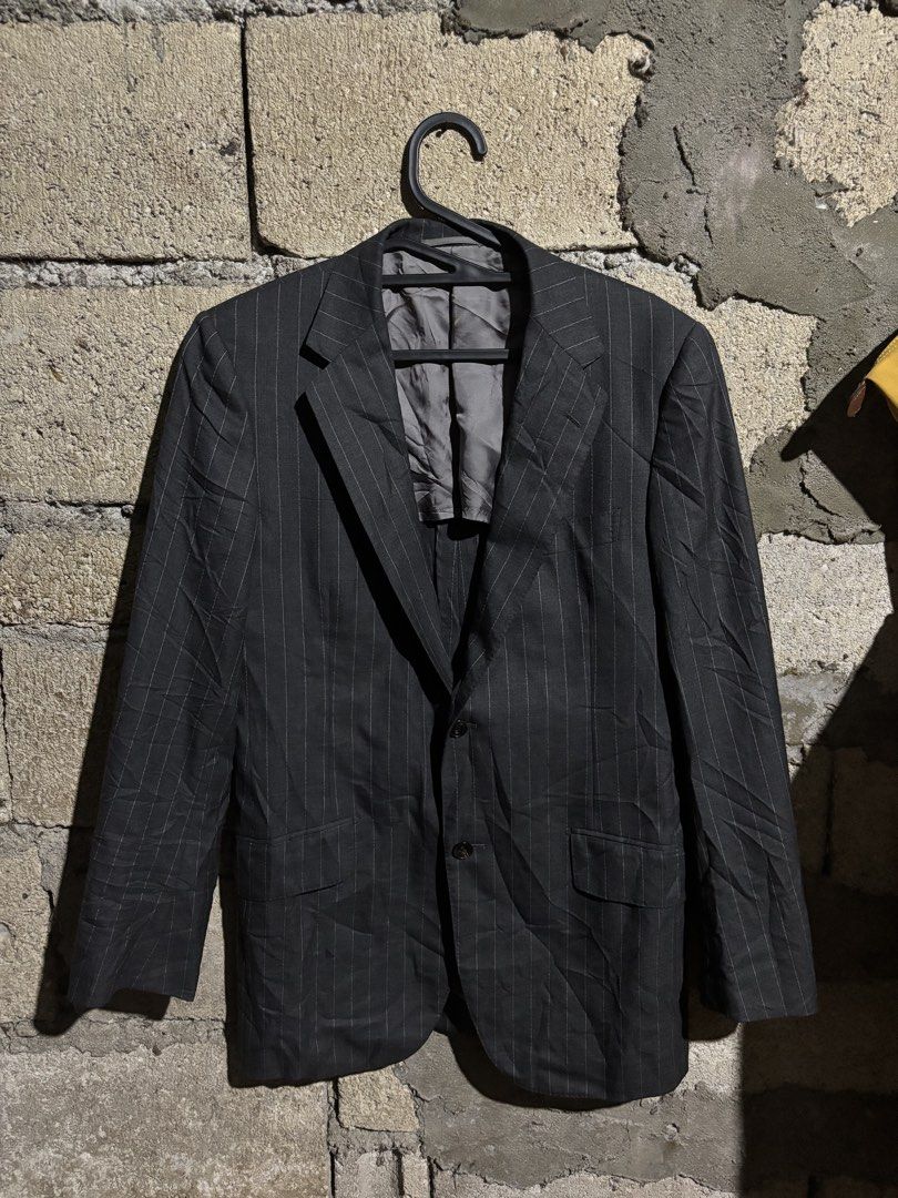 United Arrows Tokyo Pinstripes Wool Blazer (Category: Coats, Jackets and Outerwear) located in Tagbilaran City. Submitted by noeeeelll (Listing ID 1461545649, Image 1). Description: - Dark grey blazer with subtle pinstripes - Single button closure - Two front pockets - Fully lined interior - Ideal for formal or semi-formal occasions - Sharp and professional look - Made in Japan - In excellent condition w.