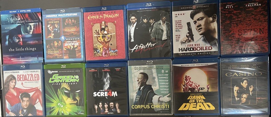 [Updated Lowered Prices] Rare Blurays (Category: CDs & DVDs) located in Quezon City. Submitted by francesco25 (Listing ID 1461547663, Image 1). Description: Priced individually starting 400 and above Price already lowered Can do bundle deals Negotiable - Collection of Blu-ray movies for sale. - Features a great mix of action, crime, and drama films. - Titles include: The Little Things, Enter the Dragon, The Departed, Se7en, Casino, Dogma, and mor