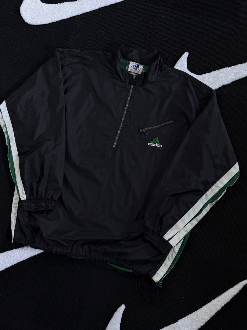 Vintage adidas windbreaker jacket half zip (Category: Activewear) located in Manila. Submitted by styleandfly191238 (Listing ID 1461330281, Image 3). Description: length 28 width 25 issue none excllent condition complete tags and original color may vary due to light dm me for more inquiry mop g cash courier jnt or lalamove.