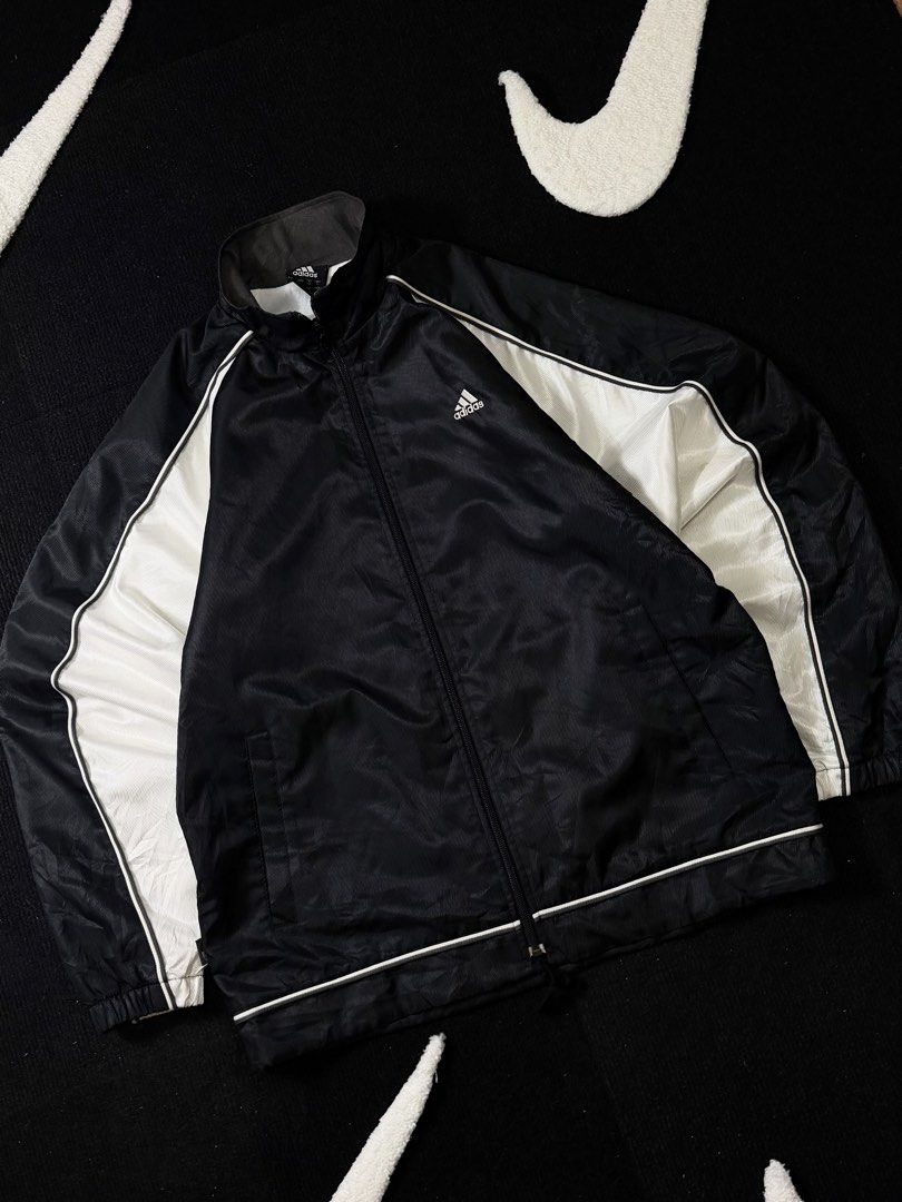 vintage adidas windbreaker two tone jacket (Category: Activewear) located in Manila. Submitted by styleandfly191238 (Listing ID 1461327191, Image 2). Description: length 27.5 width 24 issue none excllent condition complete tags and original color may vary due to light dm me for more inquiry mop g cash courier jnt or lalamove.
