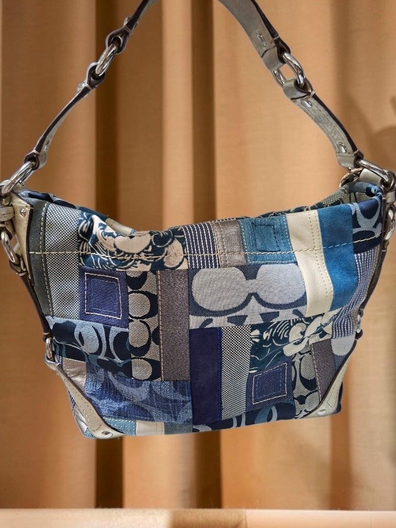 VINTAGE COACH DENIM PATCHWORK CARLY HOBO BAG (Category: Shoulder Bags) located in Las Pinas. Submitted by annachiaonair2037 (Listing ID 1461442231, Image 2). Description: AUTHENTIC VINTAGE COACH DENIM PATCHWORK CARLY HOBO BAG FROM JAPAN F13720 WITH CARD NORMAL SIGN OF USAGE ONLY H 8.5" L 13" W 4" Disclaimer: I am not affiliated with, associated with, or authorized by any of the brands featured posted. Any mention of brand names, trademarks, or lo