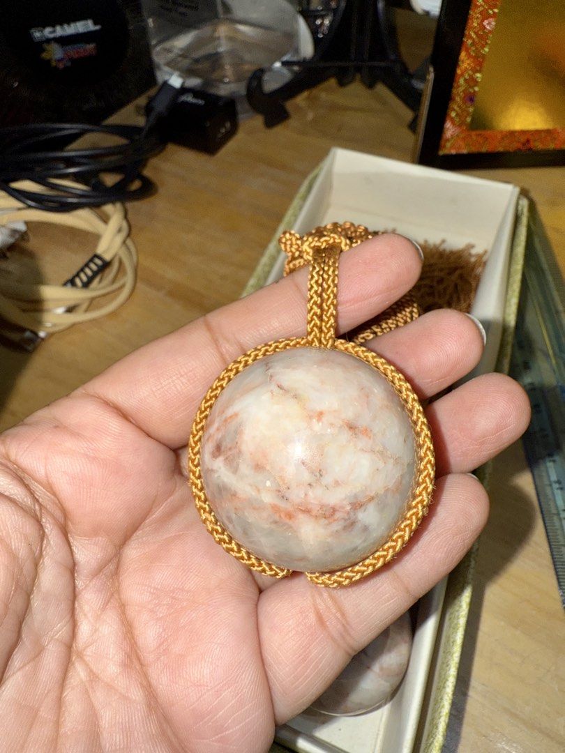 Vintage Marble Scroll Weight Tassle Gold Cords (Category: Charms) located in Pilar. Submitted by faveanyshop (Listing ID 1461347085, Image 3). Description: - Vintage Marble Scroll weight - Features beautiful marbled stone balls - Intricate gold cording detail - Rich golden colored tassels - Comes in original box - Ideal for decorative use or as a unique accent piece.