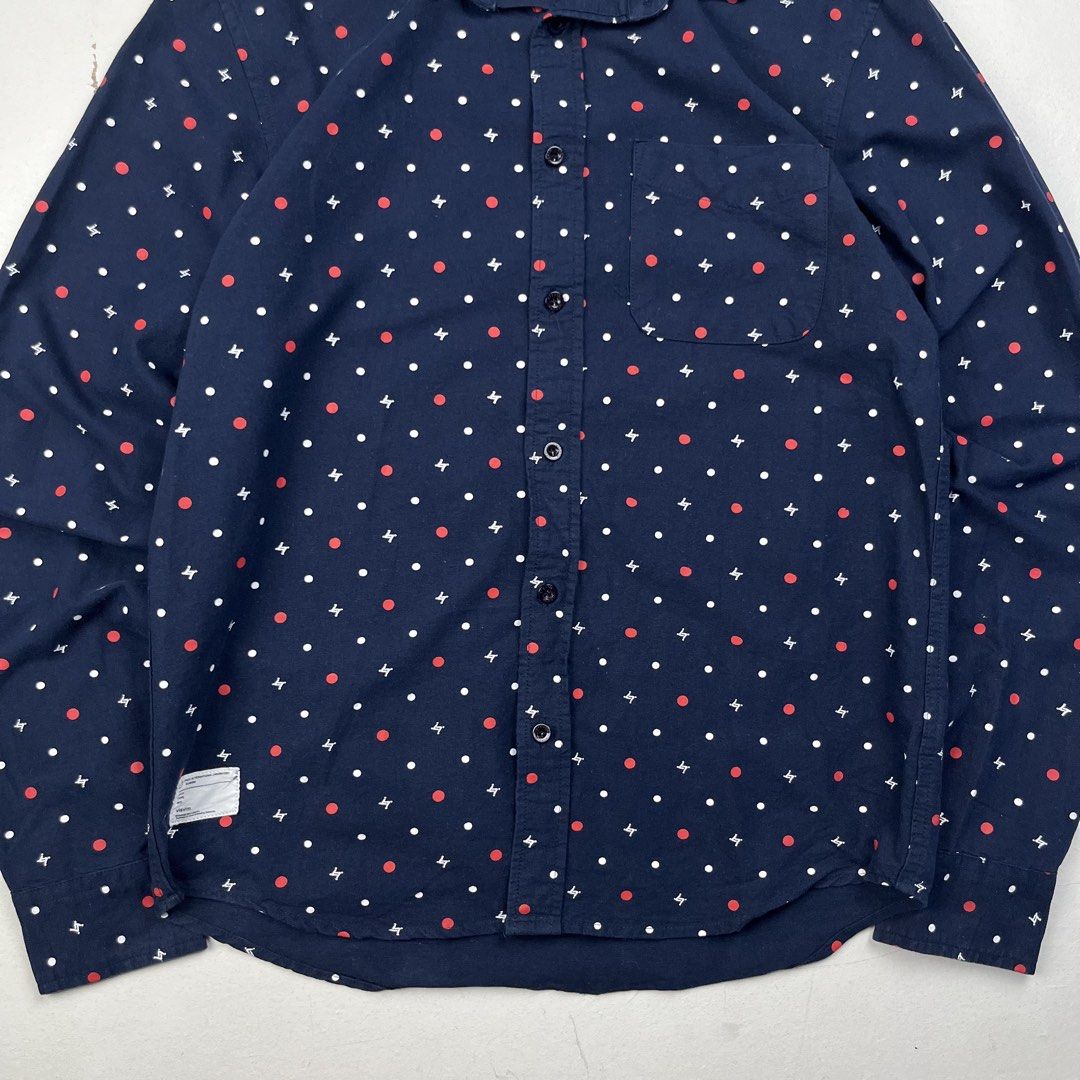 Visvim Polka dot Button-up Long-Sleeve (Category: Coats, Jackets and Outerwear) located in Manila. Submitted by _jaime (Listing ID 1461410073, Image 3). Description: Visvim Polka dot Button-up Long-Sleeve Size: L Shoulder: 17.5 inches Chest width: 19.5 inches Sleeve: 25.5 inches Length: 28 inches Made in Japan 2,000 price is negotiable .