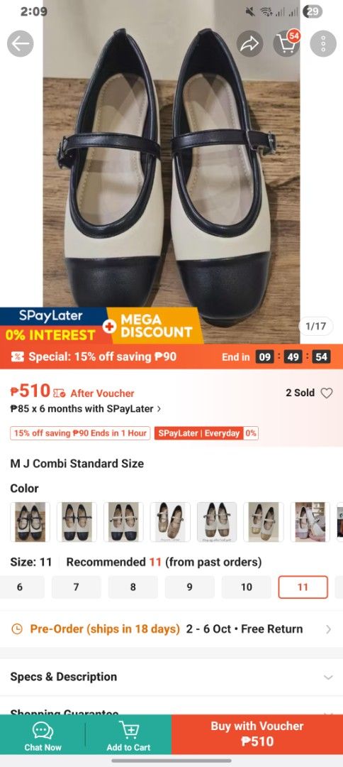 White and Gold Cap Toe Mary Jane Flats (Category: Flats & Sandals) located in Bocaue. Submitted by qqqrs (Listing ID 1461397361, Image 3). Description: 27cm super comfy, may padding sa loob mismo i really love the shoes kasi ang comfy pero super laki sakin. nilagyan ko shoe inserts pero its so awkward looking kasi kita yung toes ko kasi nga super laki sakin :(( pls buy nyo na to kesa matambak sakin :(( .