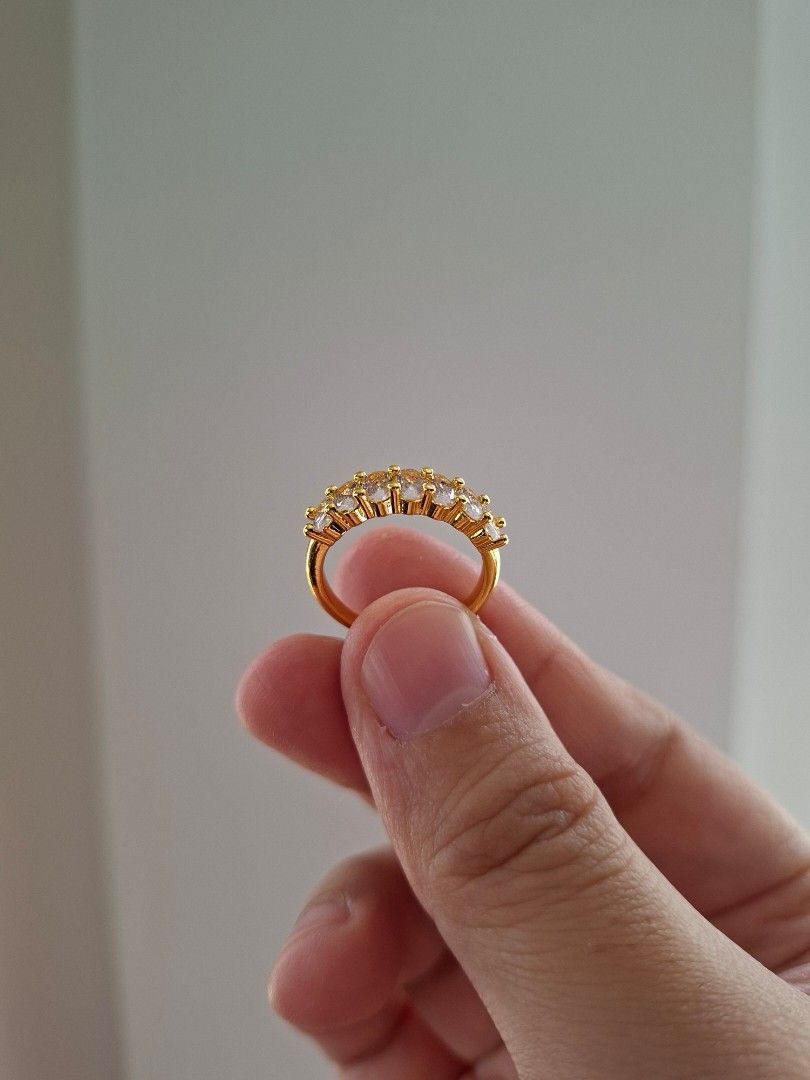 White Crystals Size 7 Gold Stainless Ring (Category: Rings) located in Dasmarinas. Submitted by danabrie22 (Listing ID 1461561471, Image 3). Description: size 7 very well-made, excellent crafstmanship 10/10 condition brand new stainless steel & cubic zirconia stones.