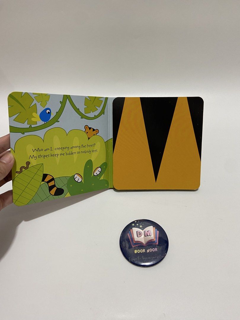 Whose Stripes? A little book with giant flaps (Category: Children's Books) located in Caloocan City. Submitted by dmbooknook (Listing ID 1461511732, Image 3). Description: - Like new condition - Small board book - Lift-the-flap book - Interactive book - Ladybird books Fun children’s book titled “Whose Stripes?” with giant flaps. The book features colorful illustrations of animals and their stripes. It’s a little book with giant flaps, perfect for