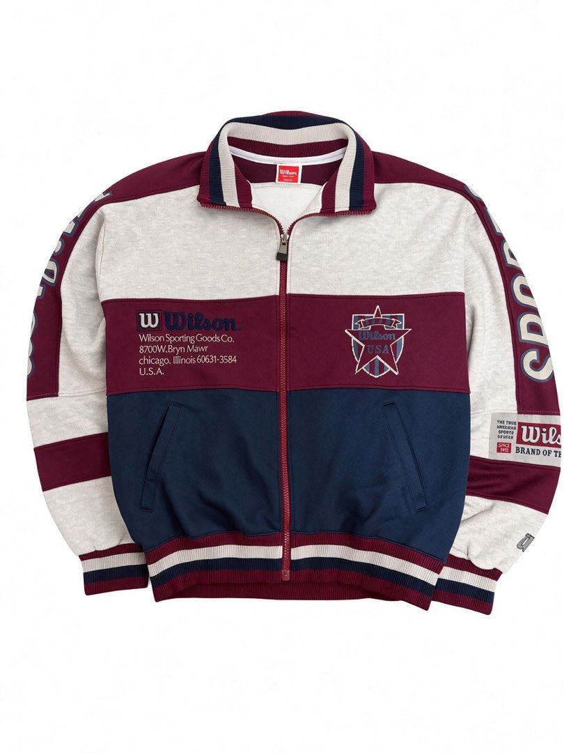 WILSON VINTAGE JACKET (Category: Coats, Jackets and Outerwear) located in Manila. Submitted by all_caps (Listing ID 1461392601, Image 1). Description: width - 23 length - 23 color rate - 8.5 / 10 medium to large good condition issue minimal stain and crackprints color may vary due to lightning mop - gcash/maya/bank courier - jnt/lalamove.