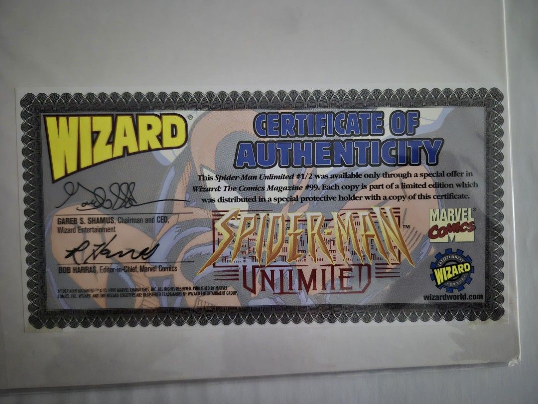 Wizard 1/2 Special Edition/Comics Exclusive Set 1 with COA (Category: Comics & Manga) located in Muntinlupa City. Submitted by royalstar-4914 (Listing ID 1461411758, Image 2). Description: Wizard 1/2 Special Edition/Comics Exclusive Set 1 with Certificates of Authenticity 1) Wizard 1/2 - Spider-man Unlimited - Wizard mail-away Exclusive - Amazing Fantasy No.15 cover homage - With Certificate of Authenticity 2) Wizard 1/2 - Dawn: As Deep As - Wiza
