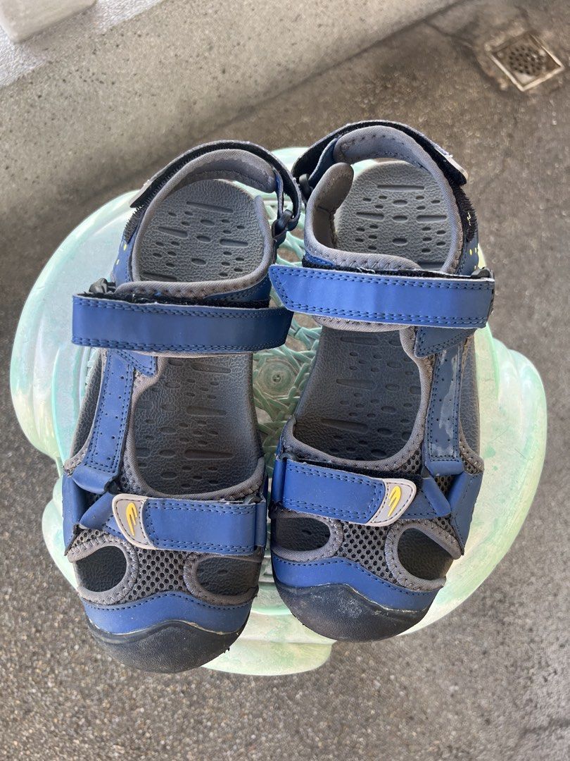 World Balance Blue Sandals for Men (Category: Slippers & Slides) located in Quezon City. Submitted by trisha_1998 (Listing ID 1461325157, Image 2). Description: World Balance - Color: Blue - Features: Adjustable velcro straps, comfortable footbed - Ideal for: Outdoor activities, casual wear - Condition: Good, with minor scuffs on the toe area.