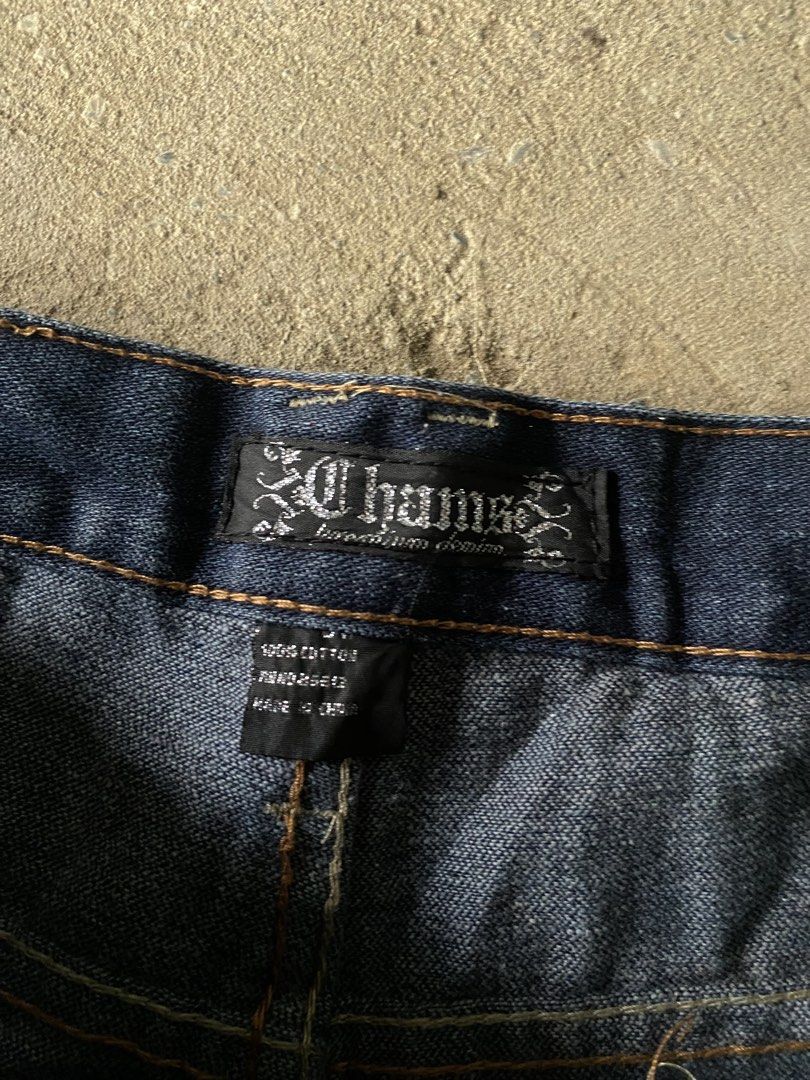 Y2K Chams Denim Shorts Men's (Category: Shorts) located in Sinait. Submitted by rinzuthrift (Listing ID 1461430020, Image 3). Description: - Chams Men's Denim Shorts - Classic blue wash - Relaxed fit - Made from 100% cotton - Features Chams logo on back pocket and waistband - Button and zip closure - Ideal for casual wear.
