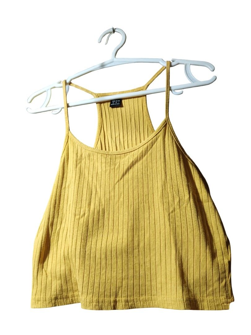 Yellow Ribbed Racerback Tank Top (Category: Sleeveless) located in Manila. Submitted by helen021301 (Listing ID 1461382016, Image 1). Description: Cute yellow ribbed tank top. Racerback. Comfy and true to size..
