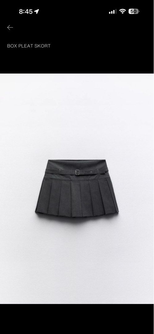 Zara Box Pleat Skirt Gray (Category: Skirts) located in Quezon City. Submitted by tropicaleaux (Listing ID 1461327094, Image 1). Description: - never worn just impulse buy - size small.