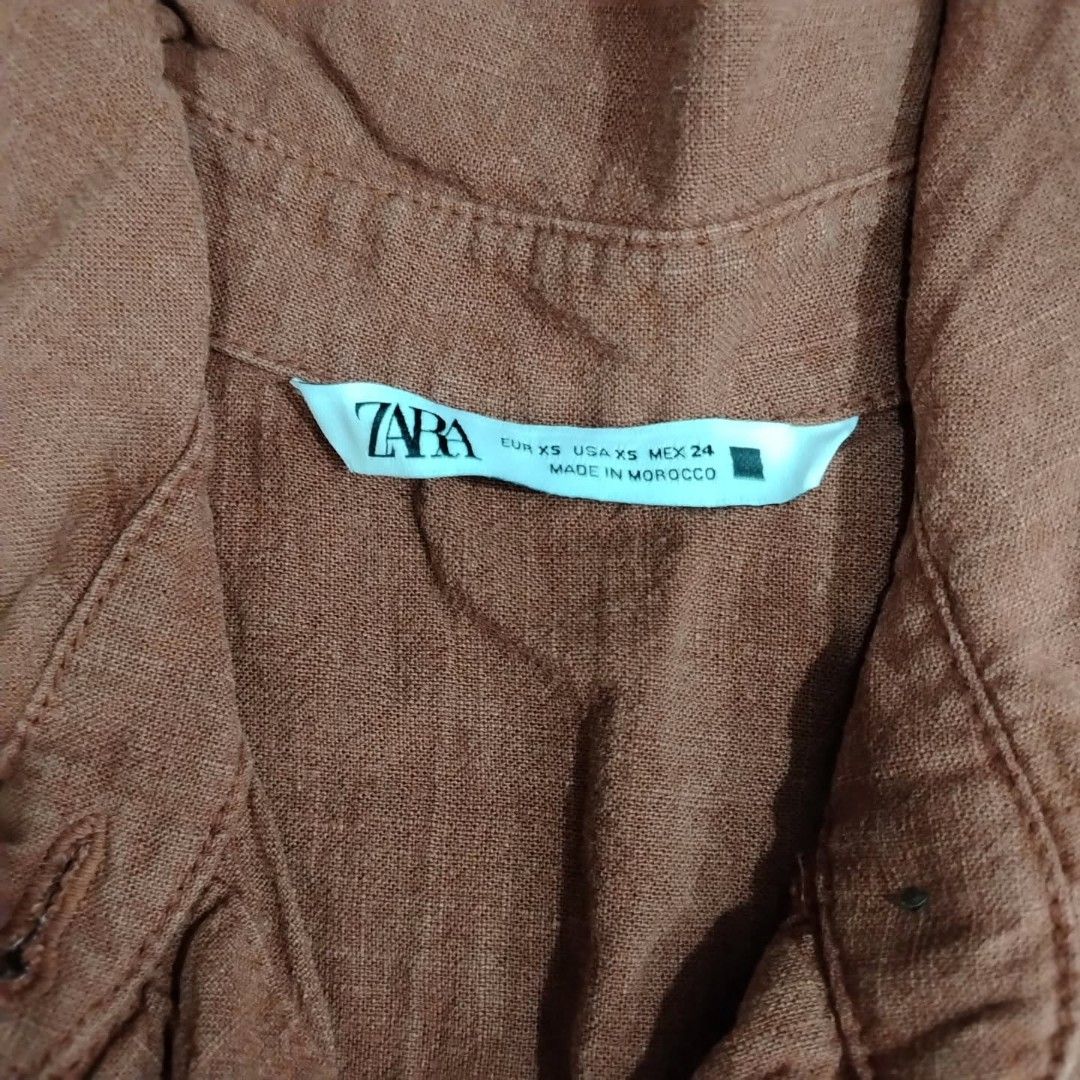 Zara Rust Brown Linen Sleeveless Utility Jumpsuit (Category: Jumpsuits) located in Cavite. Submitted by lune.and.lore (Listing ID 1461335490, Image 3). Description: 𓏲𝄢 ┆ Zara Rust Brown Linen Sleeveless Utility Jumpsuit ♡ item code : NIN - 143 🀢 condition : brand new, no flaws, need wash 𖤝 size : xs - s (xs on tag) 𖤝 original price : ₱2,990 – ₱3,990 𖤝 price : sol ₱500 (au) 𓋜 MOD : J&T 𓋜 MOP : GCash ⚚ check highlights for terms and conditi