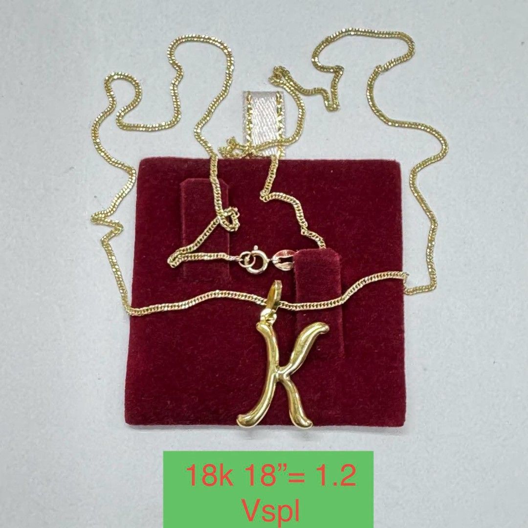 18k Saudi gold initial necklace (Category: Necklaces) located in Manila. Submitted by bhelgoldseller2ndaccount (Listing ID 1461610656, Image 3). Description: New!!✨New!!✨New!! Authentic 18k Saudi Golds 💯pawnable/naisasanla 💯with high appraisal rate 💯good investment 💯Direct supplier price 👉OPEN for resellers 🌺please take time to evaluate their actual sizes and grams 👉Best panggift for all occasions ✅ Sold per grams not per piece Kya lowest 