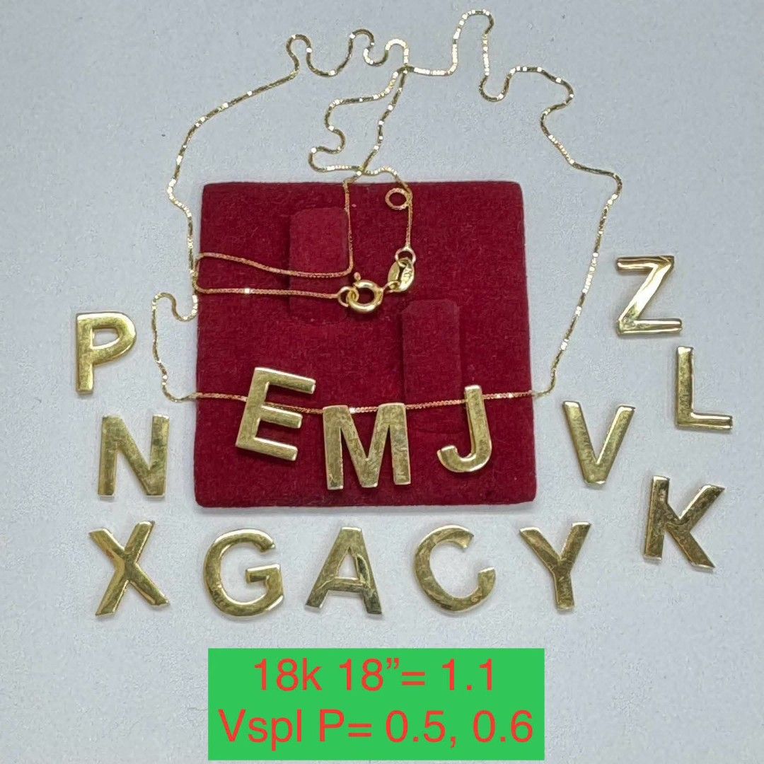 18k Saudi gold initial necklace (Category: Necklaces) located in Manila. Submitted by bhelgoldseller2ndaccount (Listing ID 1461610656, Image 1). Description: New!!✨New!!✨New!! Authentic 18k Saudi Golds 💯pawnable/naisasanla 💯with high appraisal rate 💯good investment 💯Direct supplier price 👉OPEN for resellers 🌺please take time to evaluate their actual sizes and grams 👉Best panggift for all occasions ✅ Sold per grams not per piece Kya lowest 