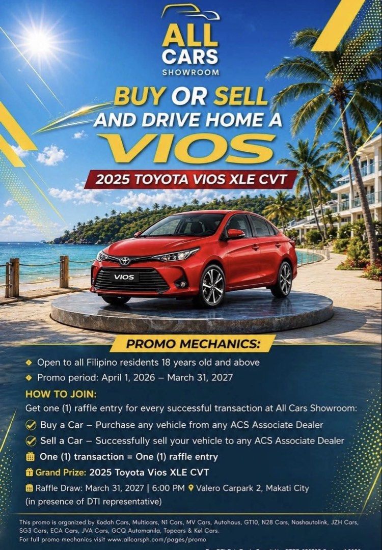 2024 Toyota Vios XLE Auto (Category: Used Cars) located in Makati City. Submitted by carlbonnevie17 (Listing ID 1461580313, Image 2). Description: PRICE DROP🔥 2024 Toyota Vios 1.3 XLE Automatic Gas Php 578,000 only! We accept Cash, Financing & Trade in! Estimated Financing Computation: 63k All in Low Cashout! 2 YRS - Php 31,998 3 YRS - Php 23,119 4 YRS - Php 19,171 Chattel & Insurance included! 📲0938 458 8779 𝐂𝐀𝐑𝐋 𝐁𝐎𝐍𝐍𝐄𝐕𝐈𝐄☎️ 🙋🏻‍♂️