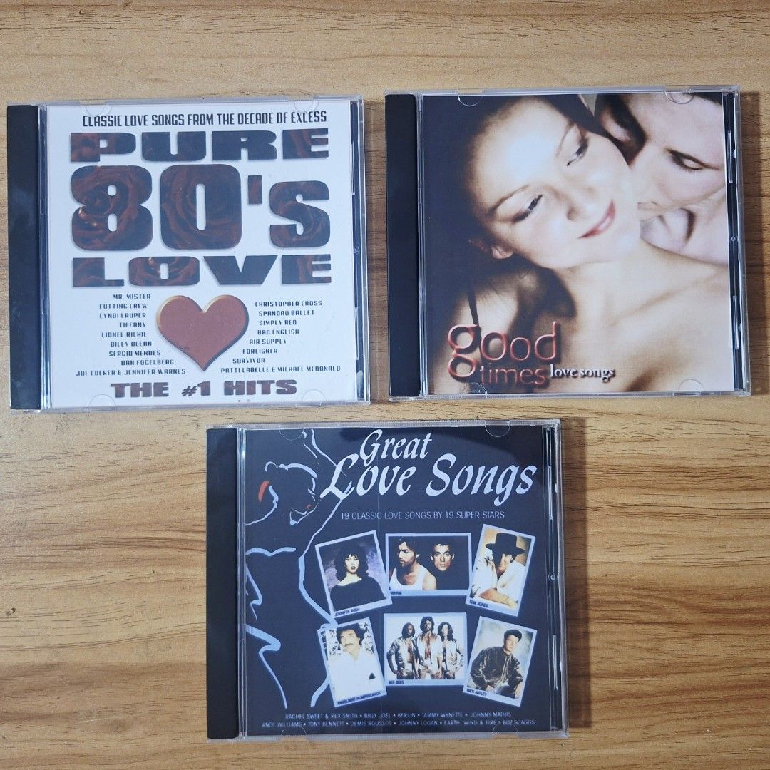 3 Classic Love & 80's Hits Compilation CDs [Custom made] (Category: CDs & DVDs) located in Kabankalan. Submitted by Videoshop.ph (Listing ID 1461674218, Image 1). Description: BEST LOVE SONG COLLECTION Audio CD Custom Made in Best quality P120 each - Set of 3 compilation CDs: 'Pure 80's Love', 'Good Times Love Songs Vol. 04', and 'Great Love Songs'. - Features popular artists and classic, beloved tracks. - Ideal for any music lover's collection. 