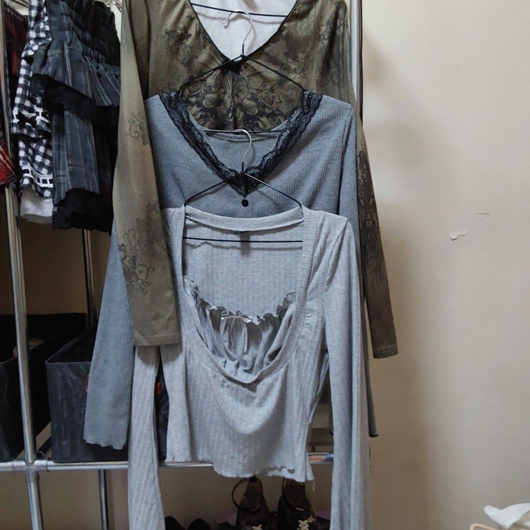 [3 piece bundle] ❗️SHEIN longsleeve tops (Category: Longsleeves) located in Magarao. Submitted by cinabonthrifts (Listing ID 1461737386, Image 1). Description: I bought these tops years ago but I never wore them outside (only for trying on) Size: Medium (for all three based on tags) MOP: Gcash MOD: Jnt Dm for further inquires!!.